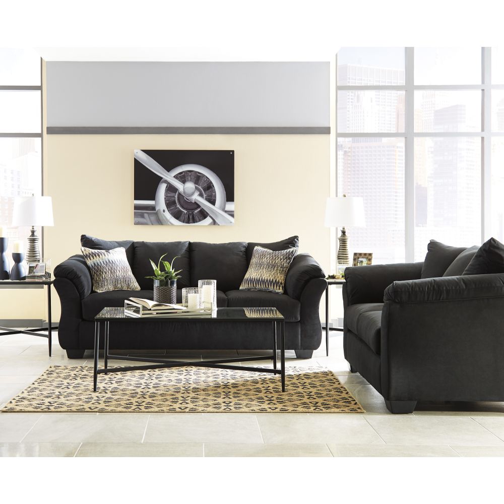 Furniture Plus Darcy 2 Piece Black Sofa Sleeper and Loveseat