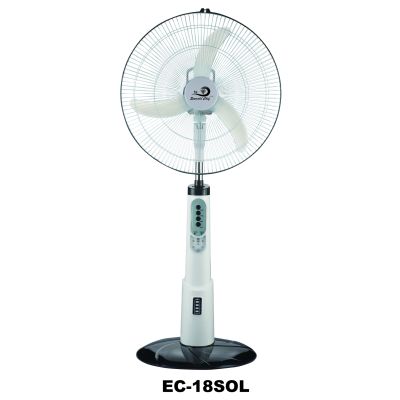 Emerald Chef 18" White Standing Rechargeable and Solar Panel Fan