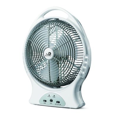 Emerald Chef 12" White Rechargeable and Solar Panel Fan