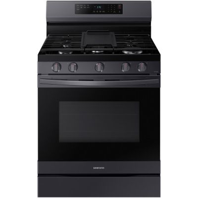 Samsung 30" 5 Burner Convection & Air Fry Black Stainless Gas Range with LP Conversion Kit