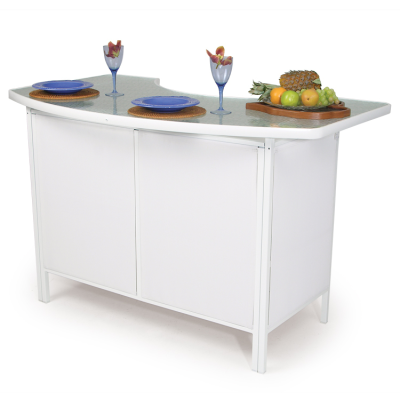 Cay Sal White Bar with Glass Top