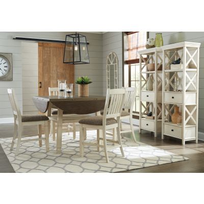 Bolanburg 6 Piece Two-Tone Round Counter Height Table with Bar Stools and Cabinet