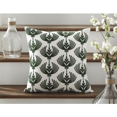 Dowden 20" x 20" Cream & Emerald Pillow