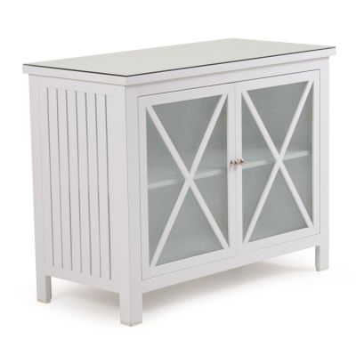 Cay Sal White TV Stand/Console Table with Glass