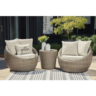 Danson 3 Piece Outdoor with Swivel Chair and Table