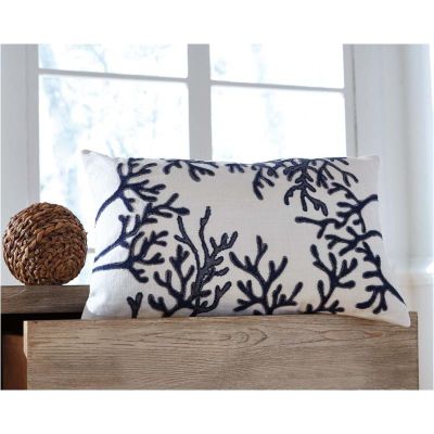 Cankton 14" x 22" White & Blue Pillow