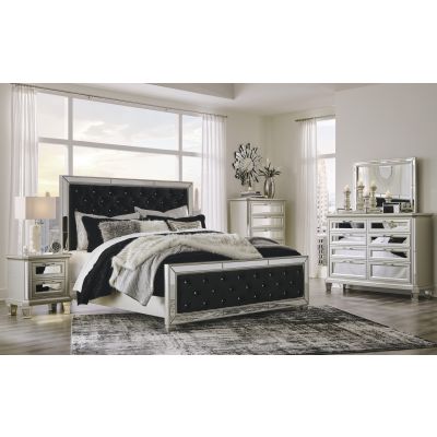 Lindenfield 8 Piece Black Upholstered Panel Bedroom