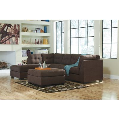 Maier 3 Piece Walnut Right Facing Sofa, Left Facing Chaise and Accent Ottoman
