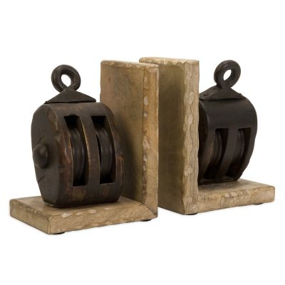 Mason Wood Pulley Bookends