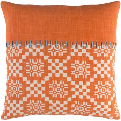 18" x 18" Orange and White Pillow