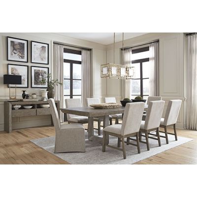 Langford 8 Piece Dining Table with Upholstered Chairs & Server