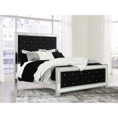 Lindenfield 3 Piece Queen Black Upholstered Panel  Bed
