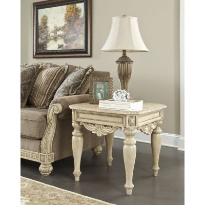 Ortani White Wash Square End Table