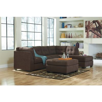 Maier 3 Piece Walnut Left Facing Sofa, Right Facing Chaise and Accent Ottoman