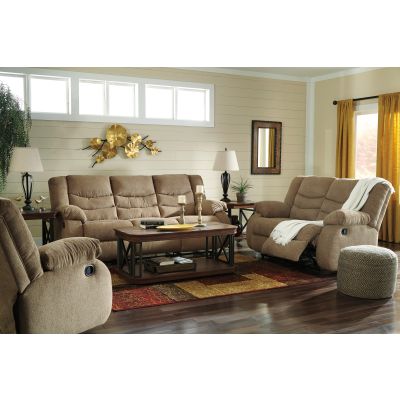 Tulen 2 Piece Mocha Reclining Sofa and Reclining Loveseat