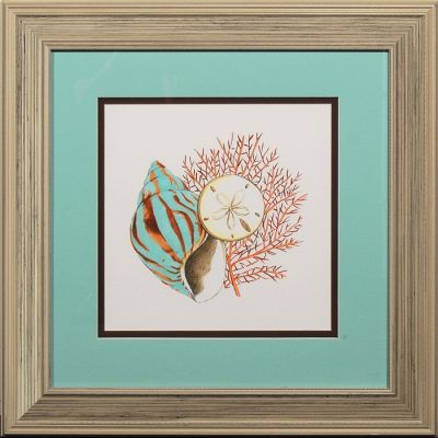 31" x 31" Shells With Coral Gray Frame
