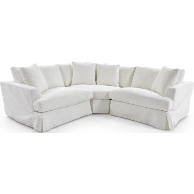 1300 4 Piece Shell Sectional with Right Facing Chair and Ottoman