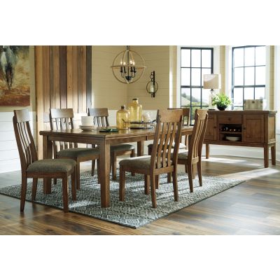 Flaybern 7 Piece Light Brown Dining Table And Side Chairs Set