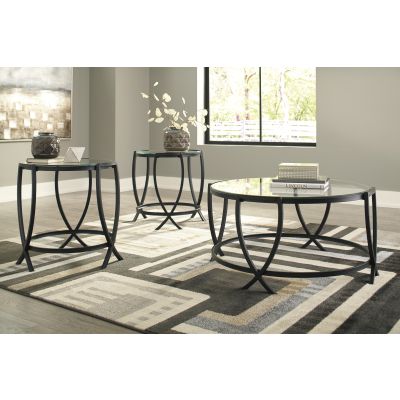 Tarrin 3 Piece Black 3 in 1 Cocktail & End Table Set