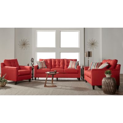Jitterbug 3 Piece Red Sofa, Loveseat and Chair