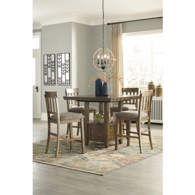 Flaybern Light Brown Upholstered Dining Barstool