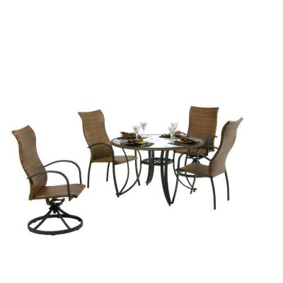 Empire 5 Piece Round Table with High Back Chairs