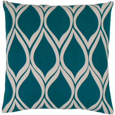 18" x 18" Teal & Ivory Cotton Pillow