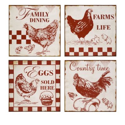 Vintage 4 Piece Chicken Sign Set
