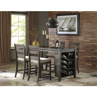 Rokane 5 Piece Brown Counter Height Table and Chair Set