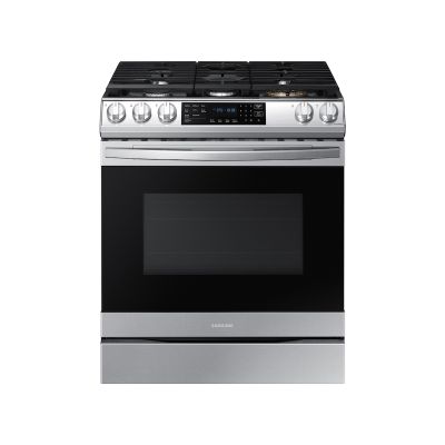 Samsung 30" 5 Burner Slide-In with Air Fry Convection Oven Stainless Steel Gas Range with LP Conversion Kit