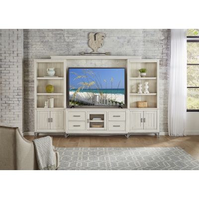 Rockport Transparent White 4 Piece Wall Entertainment with 30" Bookcases