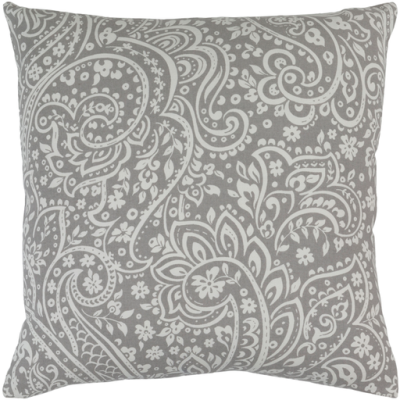 18" x 18" Grey & Cream Cotton Pillow