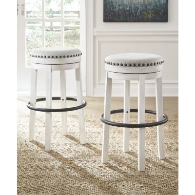 Valebeck White Backless Barstool