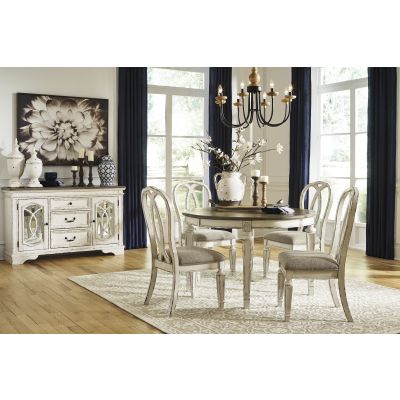 Realyn 6 Piece Dining Table and Side Chair Set with Server