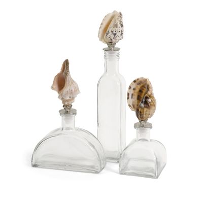 Shell 3 Piece Glass Bottles with Stopper Set