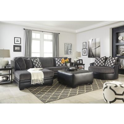 Kumasi 3 Piece Right Facing Sofa, Left Facing Chaise and Swivel Accent Chair