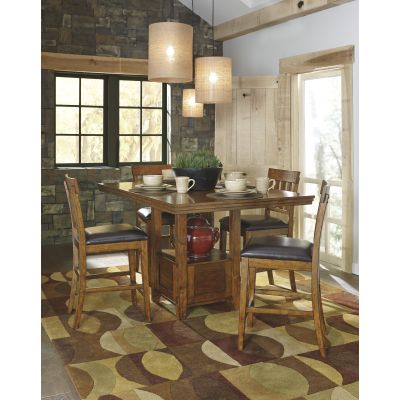 Ralene 5 Piece Medium Brown Counter Height Table and Stool Set