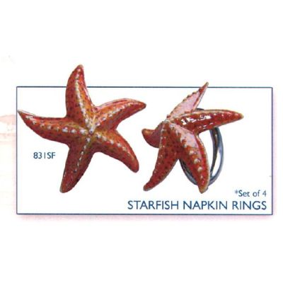 Starfish 4 Piece Napkin Rings Set