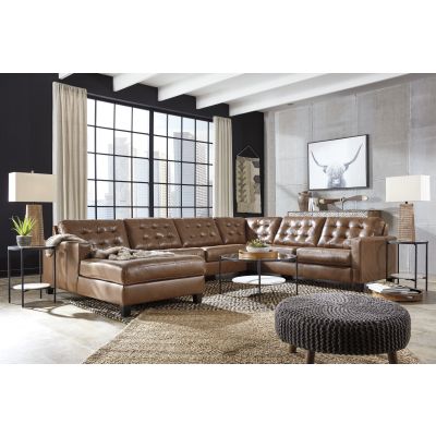 Baskove 4 Piece Auburn Left Facing Chaise, Wedge, Armless Loveseat, and Right Facing Loveseat