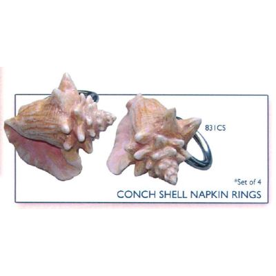 Conch Shell 4 Piece Napkin Rings Set