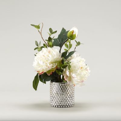 Peonies in Gold Mercury Vase