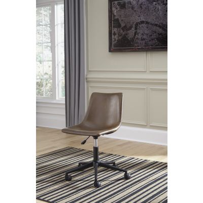 Brown Faux Leather Swivel Desk Chair
