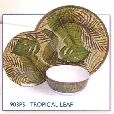 Tropical 3 Piece Leaf Dinner Plate Set