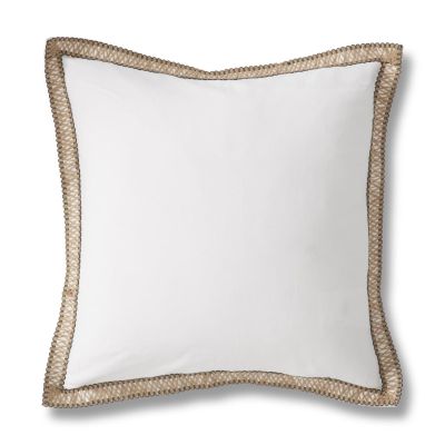20 Inch Square White Cotton Jute Flange Pillow