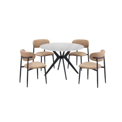 Fossel Stone 5 Piece 45" Round Dining Room with 4 Toffee Chairs