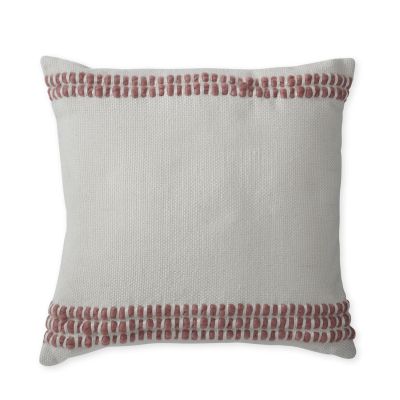 20 Inch Square Coral Wool Blend Woven Pillow