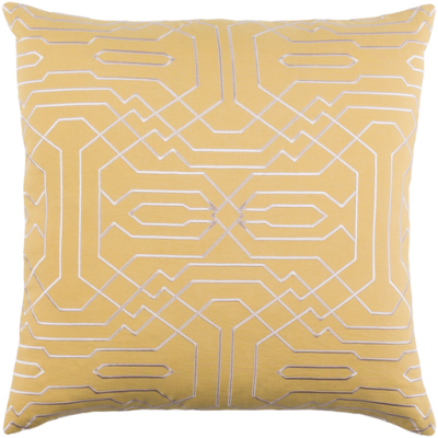 18" x 18" Mustard & Cream Cotton Pillow