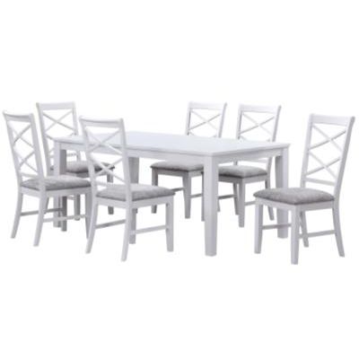 Summer White Dining Room with 6 Chairs