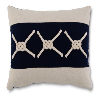 18 Inch Square Cotton Blue & White Nautical Knot Pillow