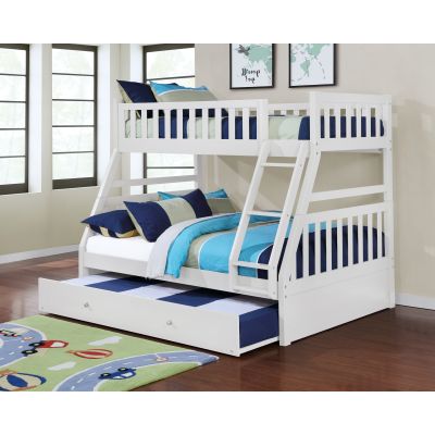 Twin Full White Bunk with Trundle Bedroom